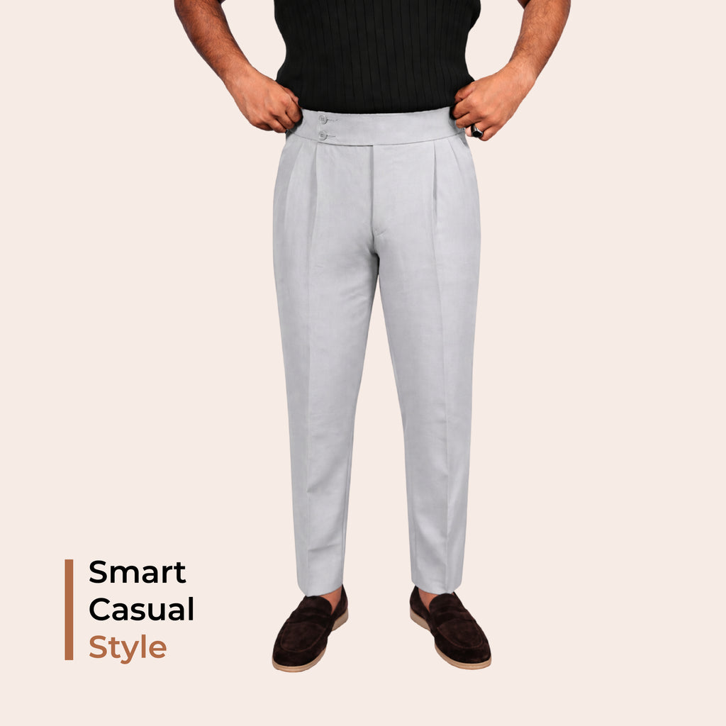 Grey Double Button Gurkha Pant