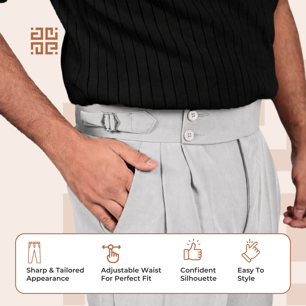 Grey Double Button Gurkha Pant