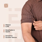 Brown Knitted Polo T-Shirt