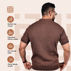 Brown Knitted Polo T-Shirt