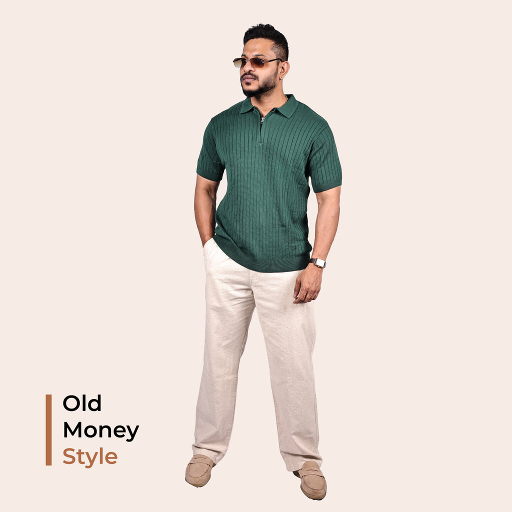 Green Knitted Polo T-Shirt