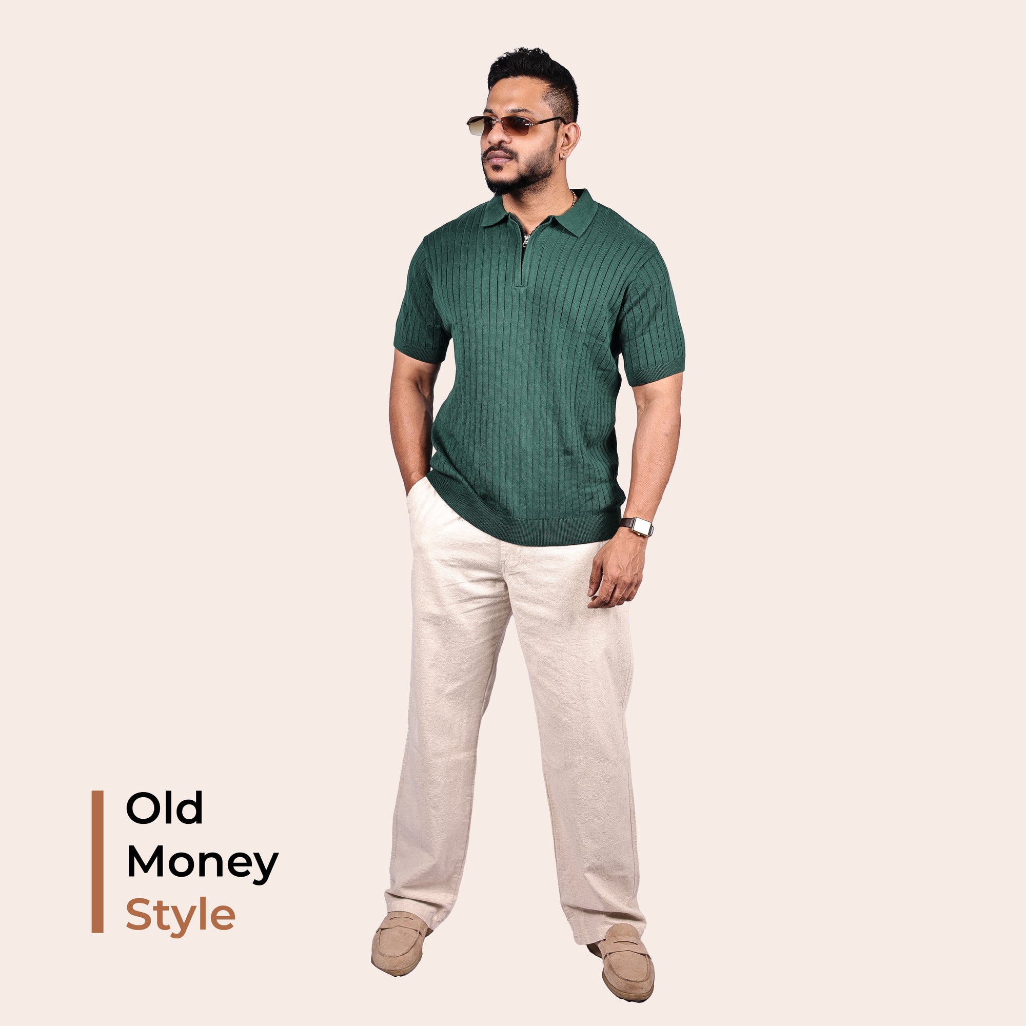Green Knitted Polo T-Shirt
