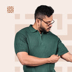 Green Knitted Polo T-Shirt