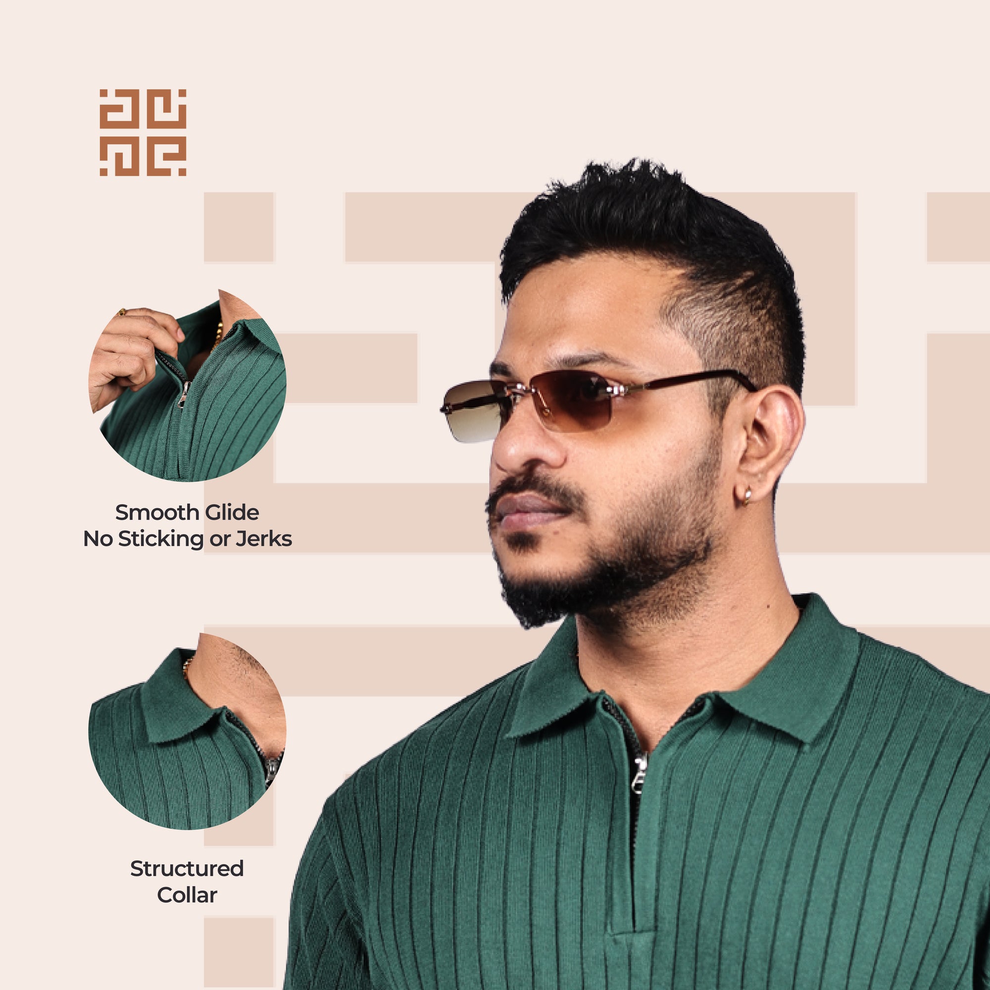 Green Knitted Polo T-Shirt