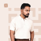 Beige Knitted Polo T-Shirt