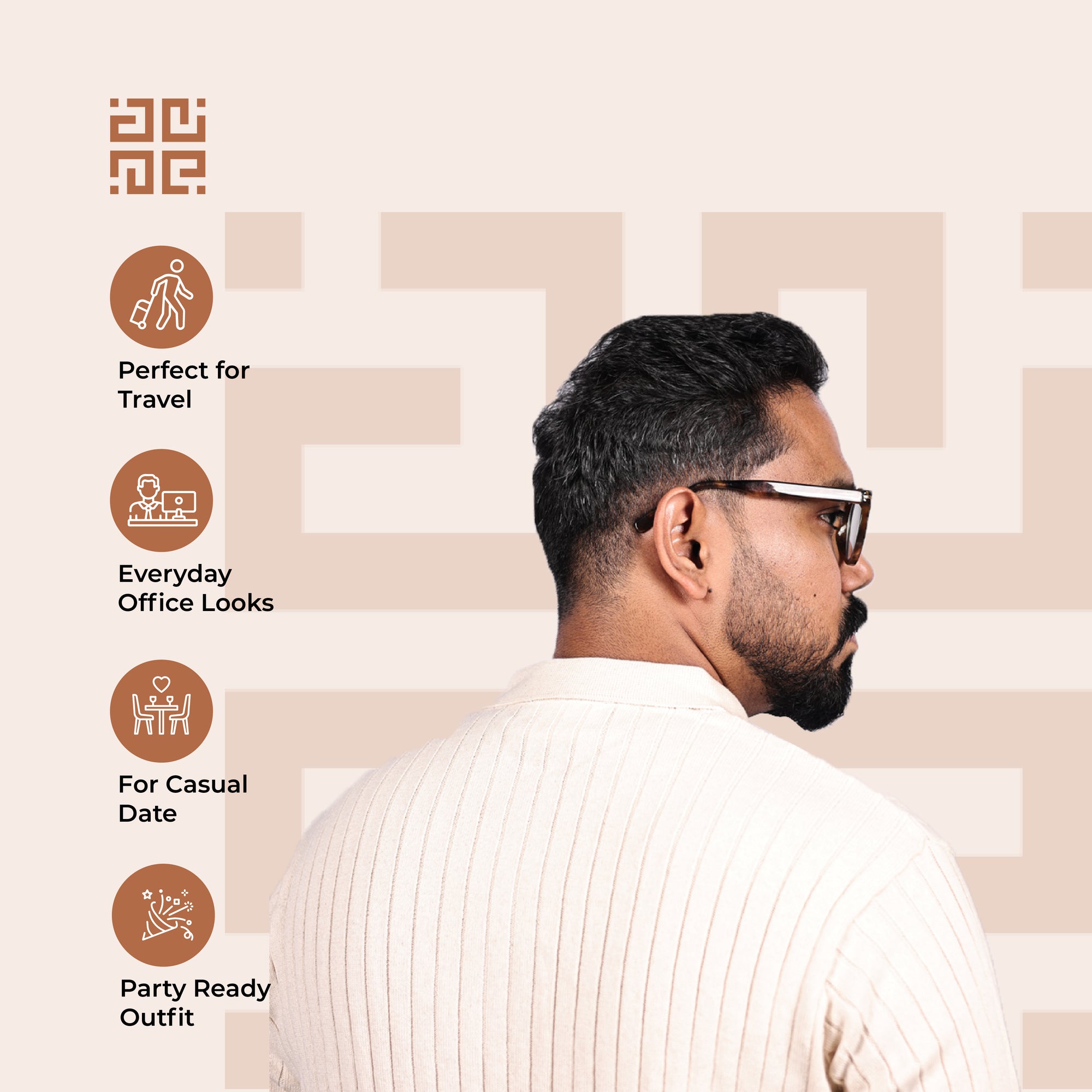 Beige Knitted Polo T-Shirt
