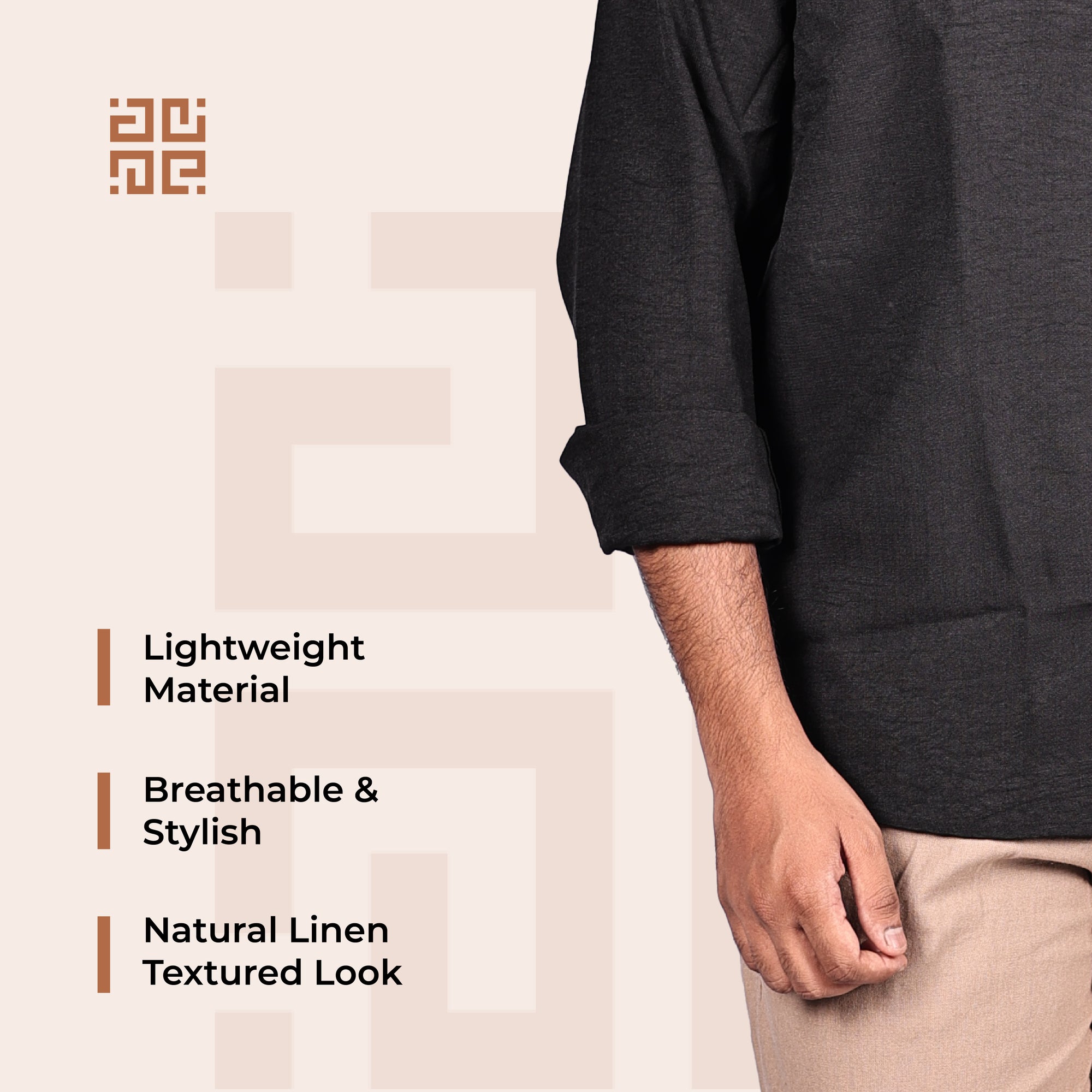 Black Linen Regular Fit Shirt