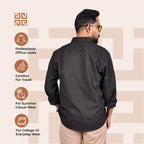 Black Linen Regular Fit Shirt