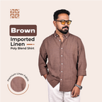 Brown Linen Regular Fit Shirt