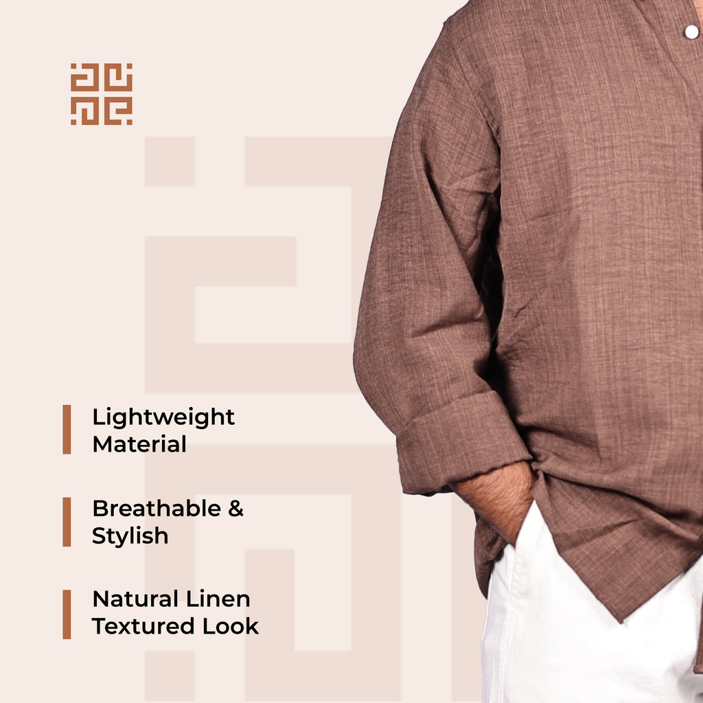 Brown Linen Regular Fit Shirt