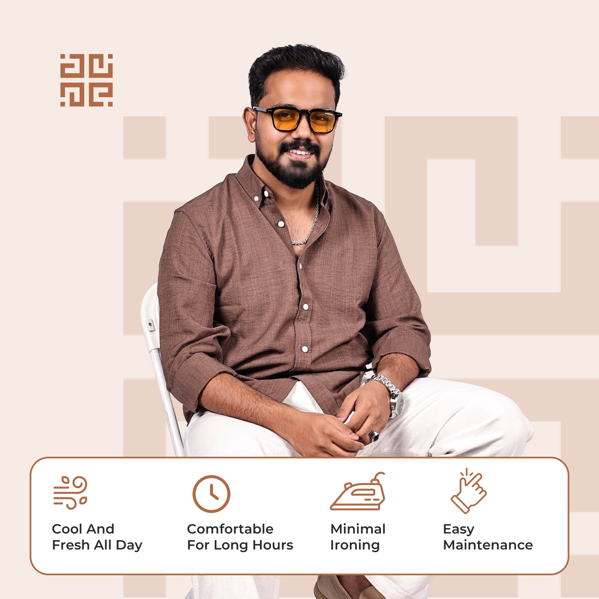 Brown Linen Regular Fit Shirt