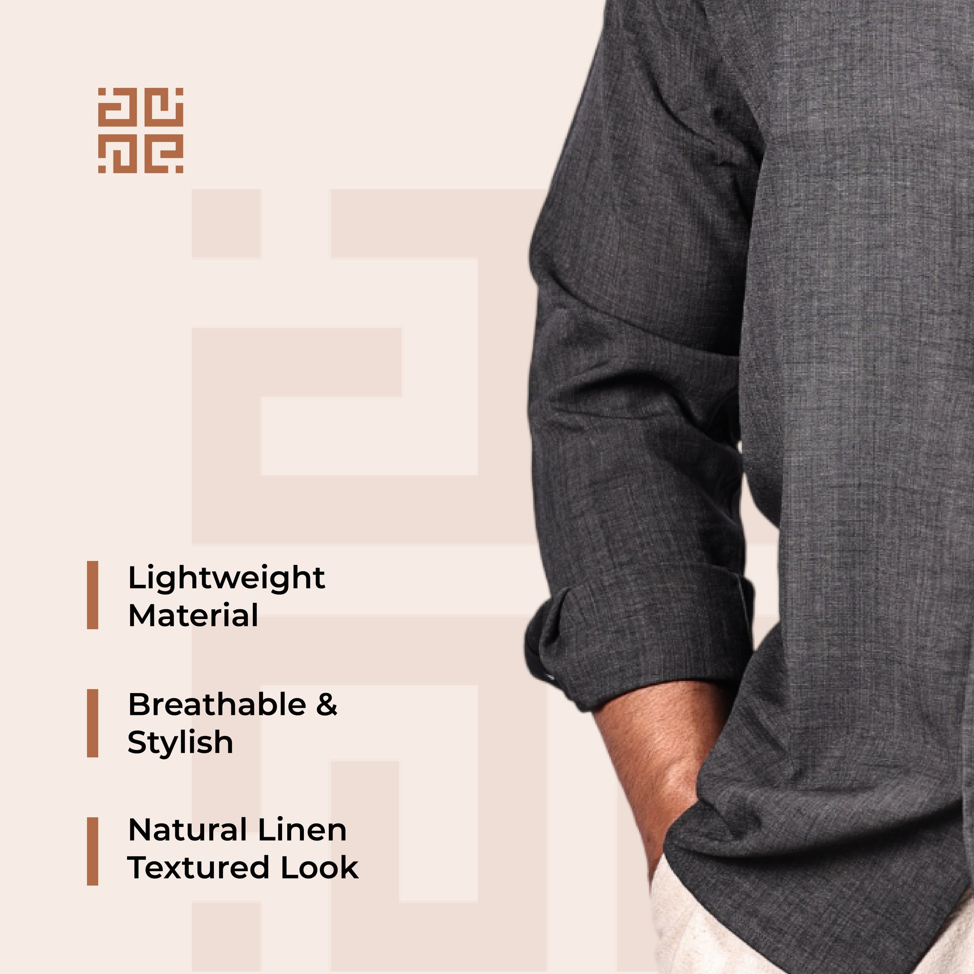 Charcoal Grey Linen Regular Fit Shirt