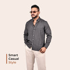 Charcoal Grey Linen Regular Fit Shirt