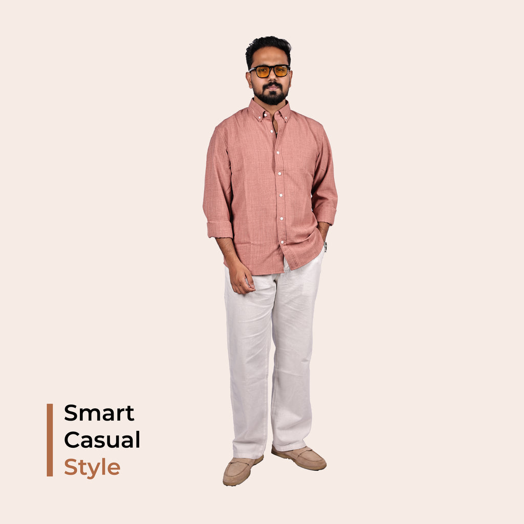 Dusty Rose Linen Regular Fit Shirt
