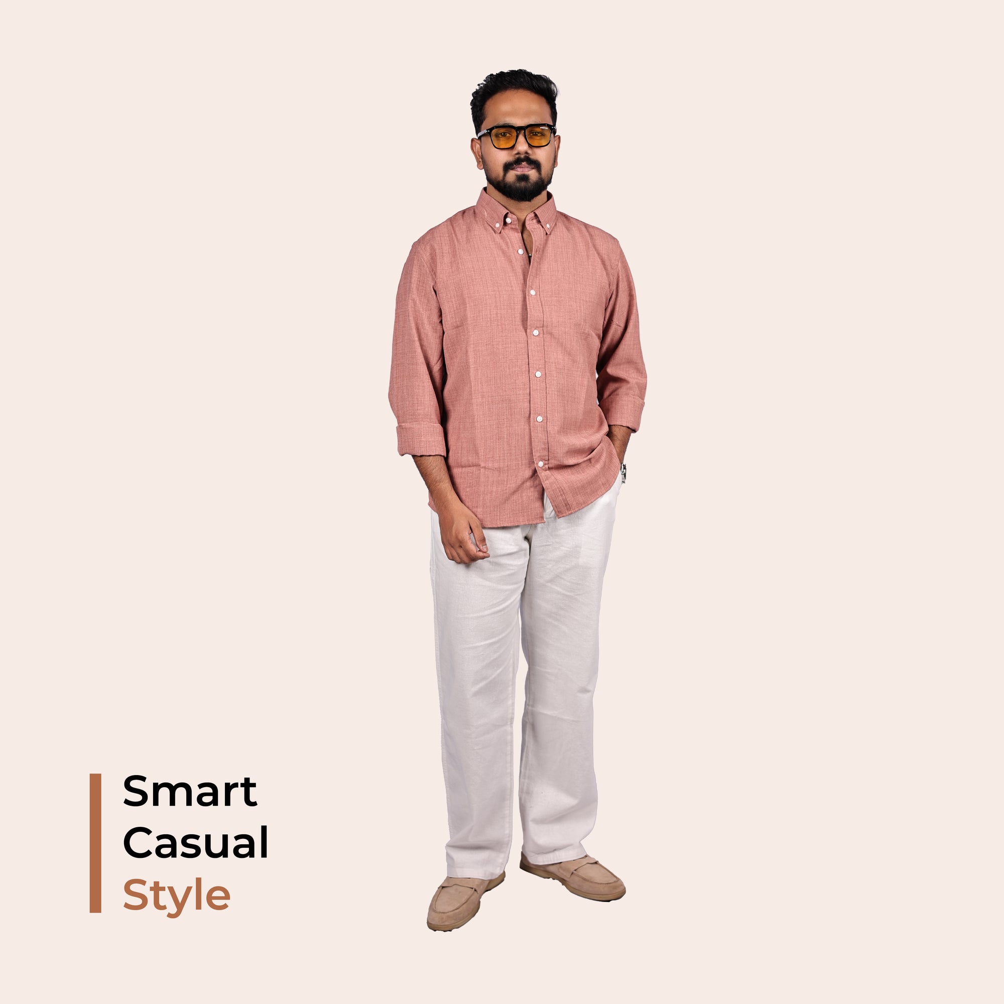 Dusty Rose Linen Regular Fit Shirt