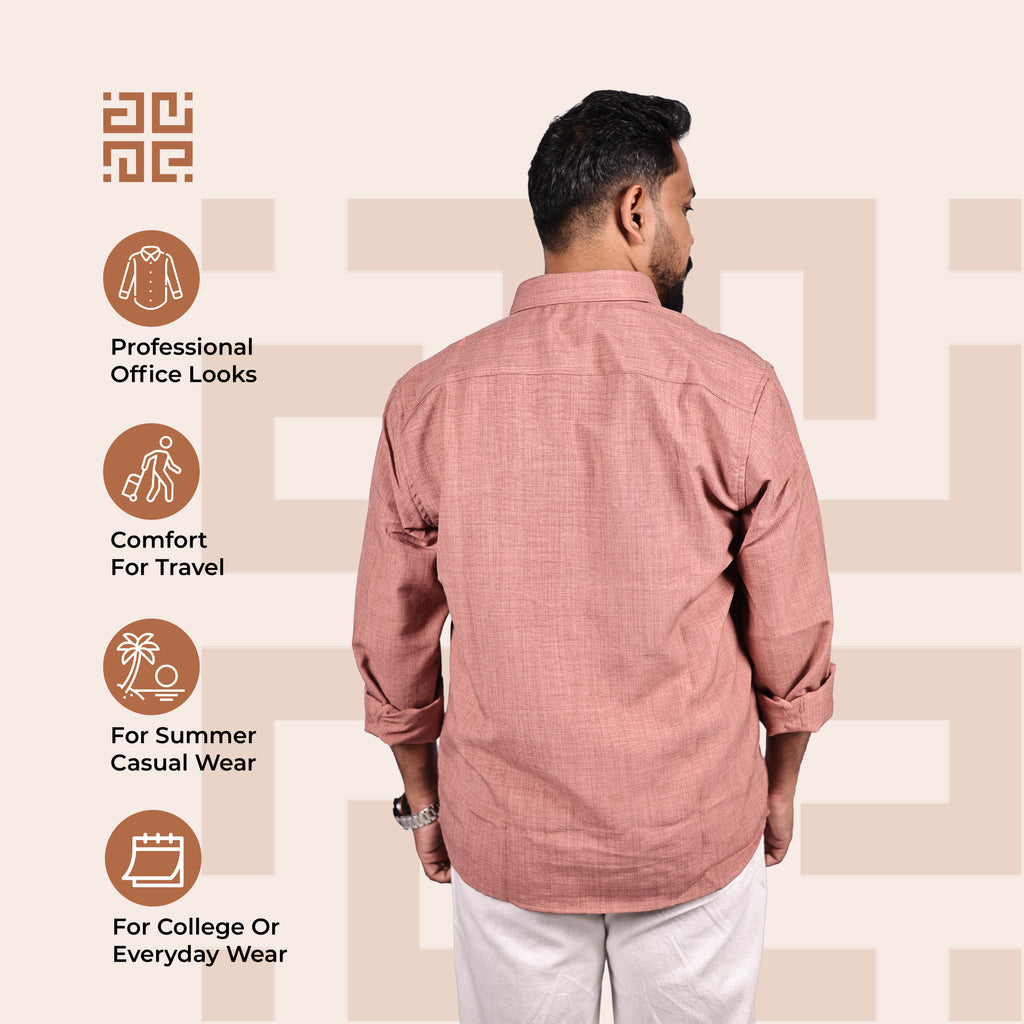 Dusty Rose Linen Regular Fit Shirt