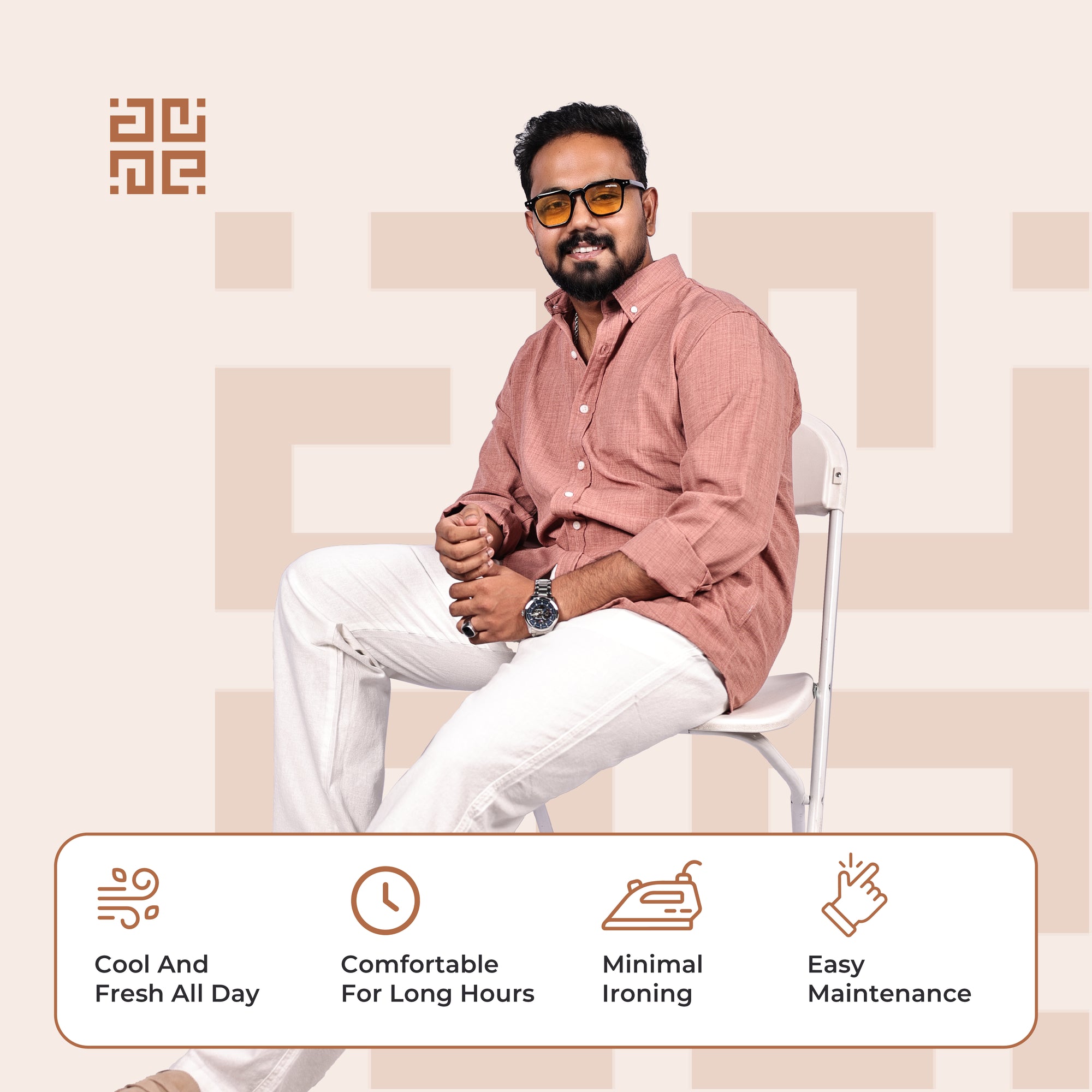 Dusty Rose Linen Regular Fit Shirt