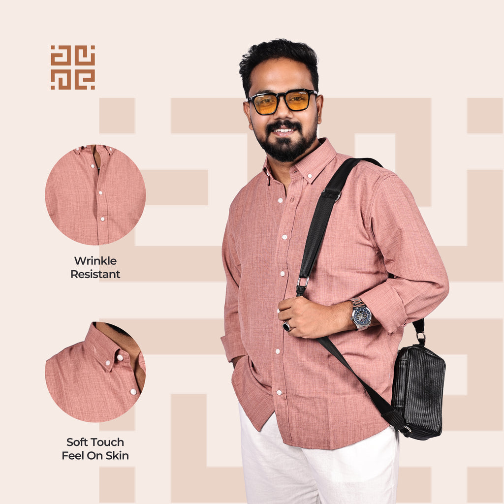 Dusty Rose Linen Regular Fit Shirt