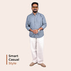 Dusty Sky Blue Linen Regular Fit Shirt