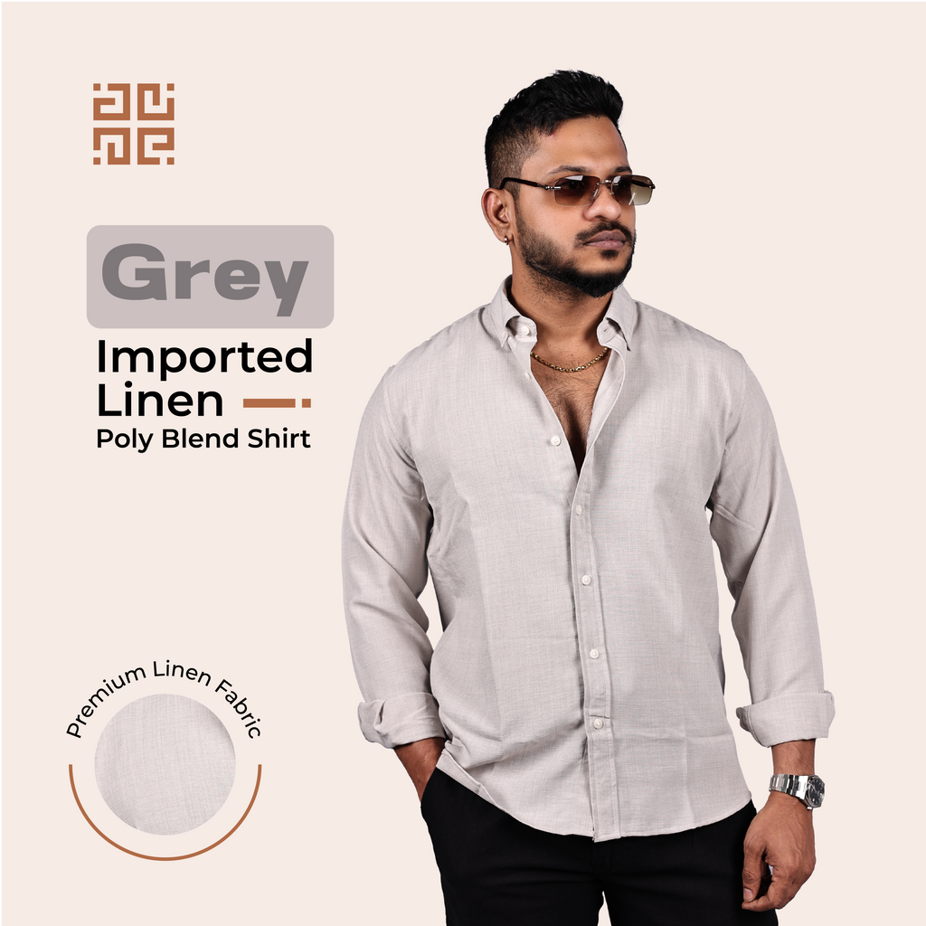 Grey Linen Regular Fit Shirt