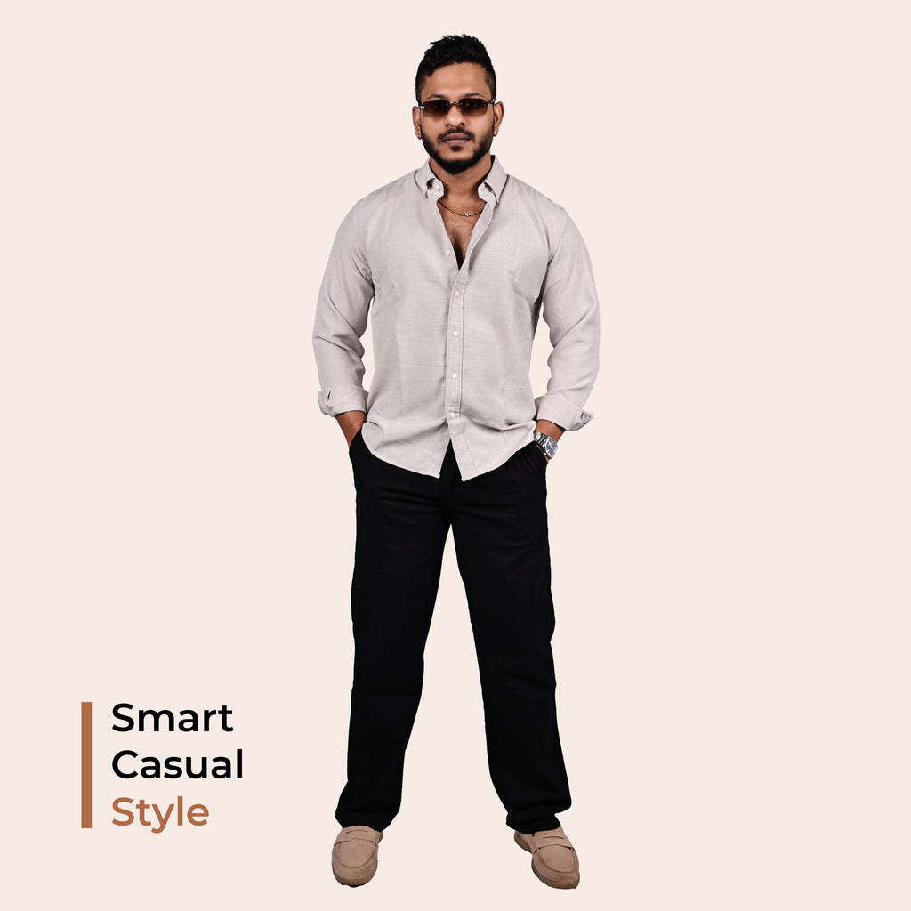 Grey Linen Regular Fit Shirt