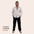 Grey Linen Regular Fit Shirt
