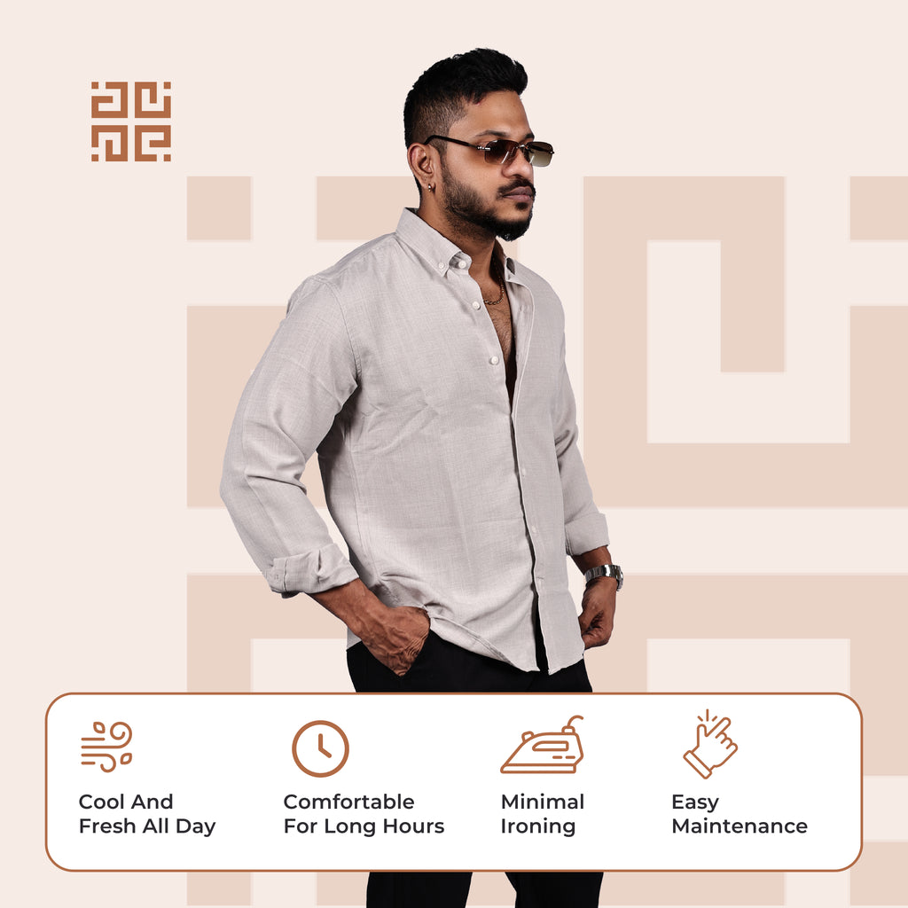 Grey Linen Regular Fit Shirt