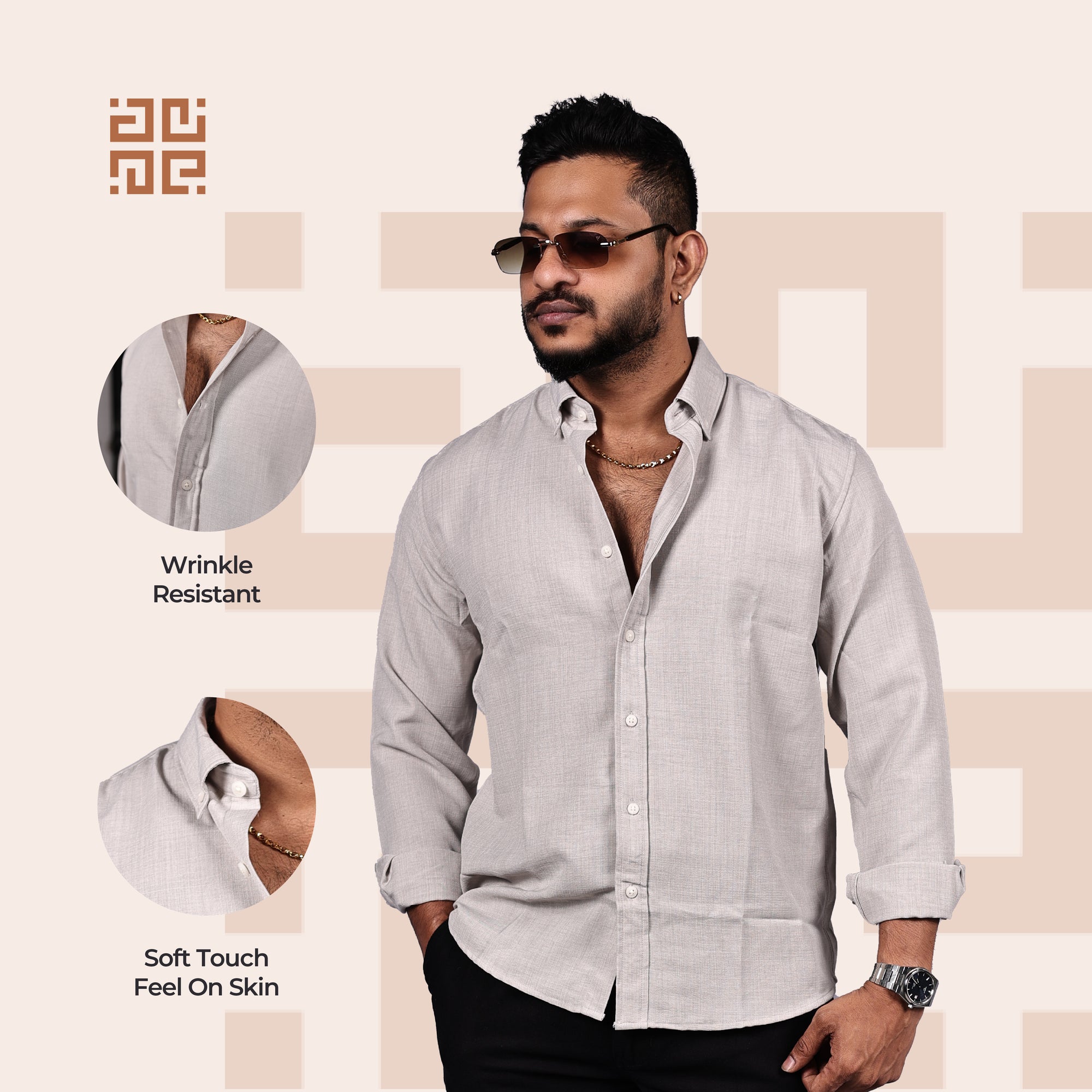 Grey Linen Regular Fit Shirt