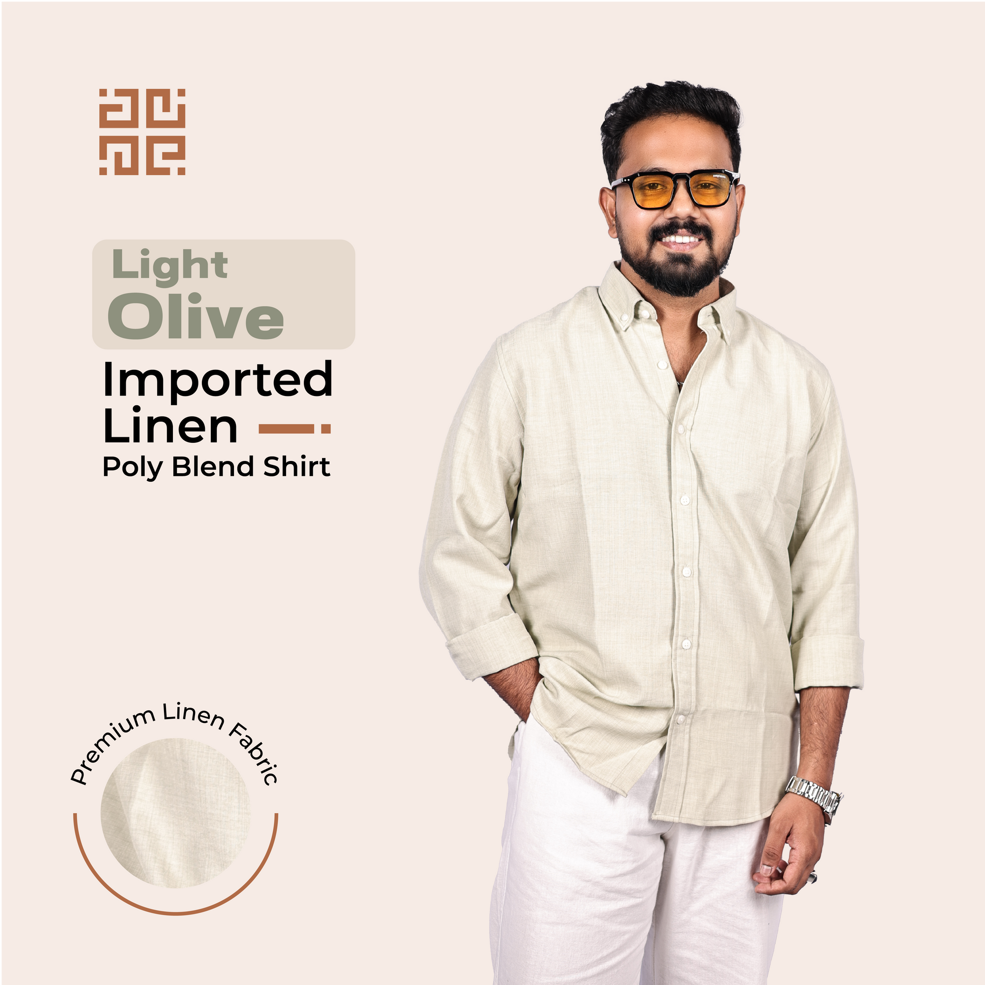 Light Olive Linen Regular Fit Shirt