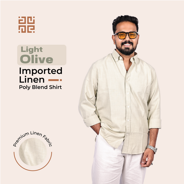 Light Olive Linen Regular Fit Shirt