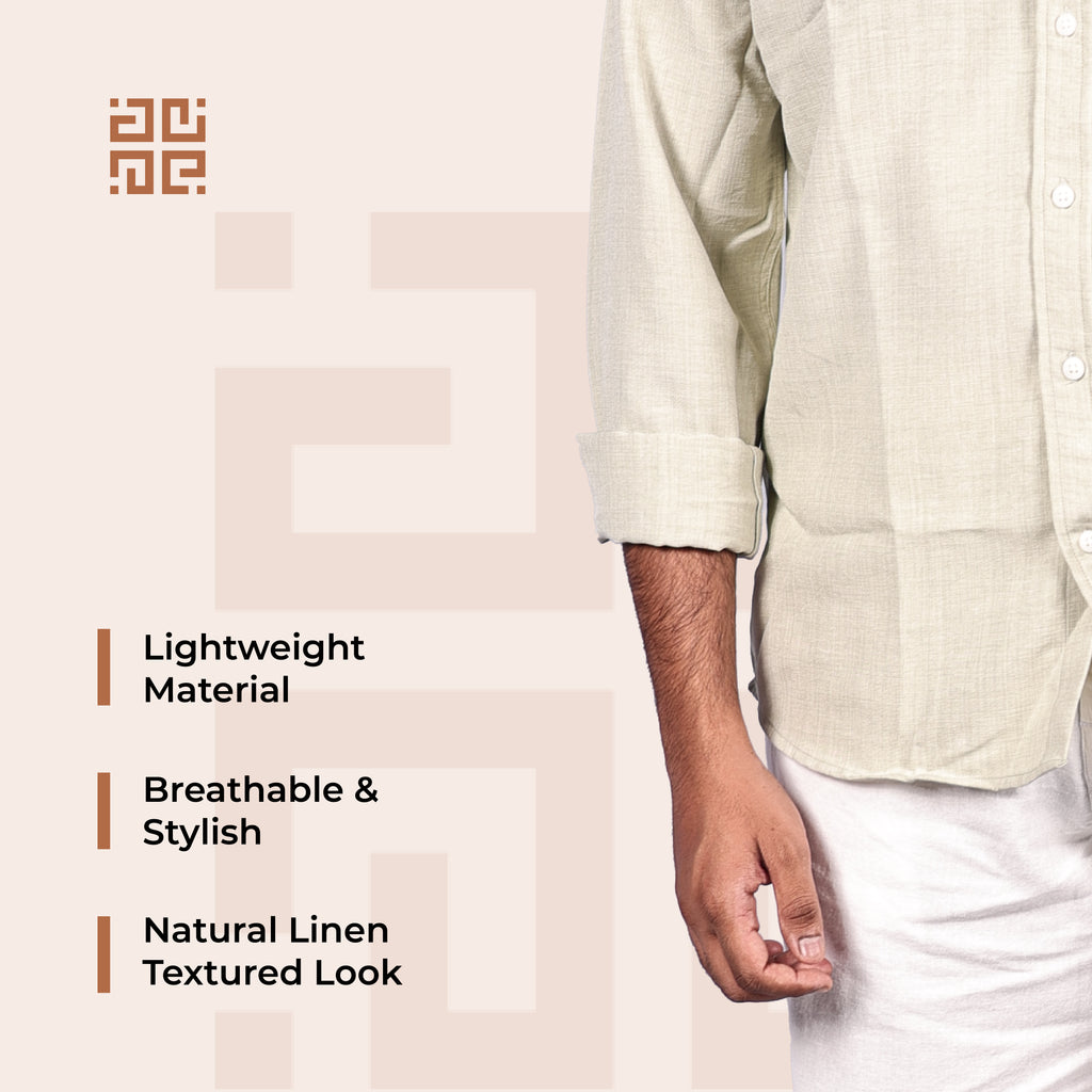 Light Olive Linen Regular Fit Shirt