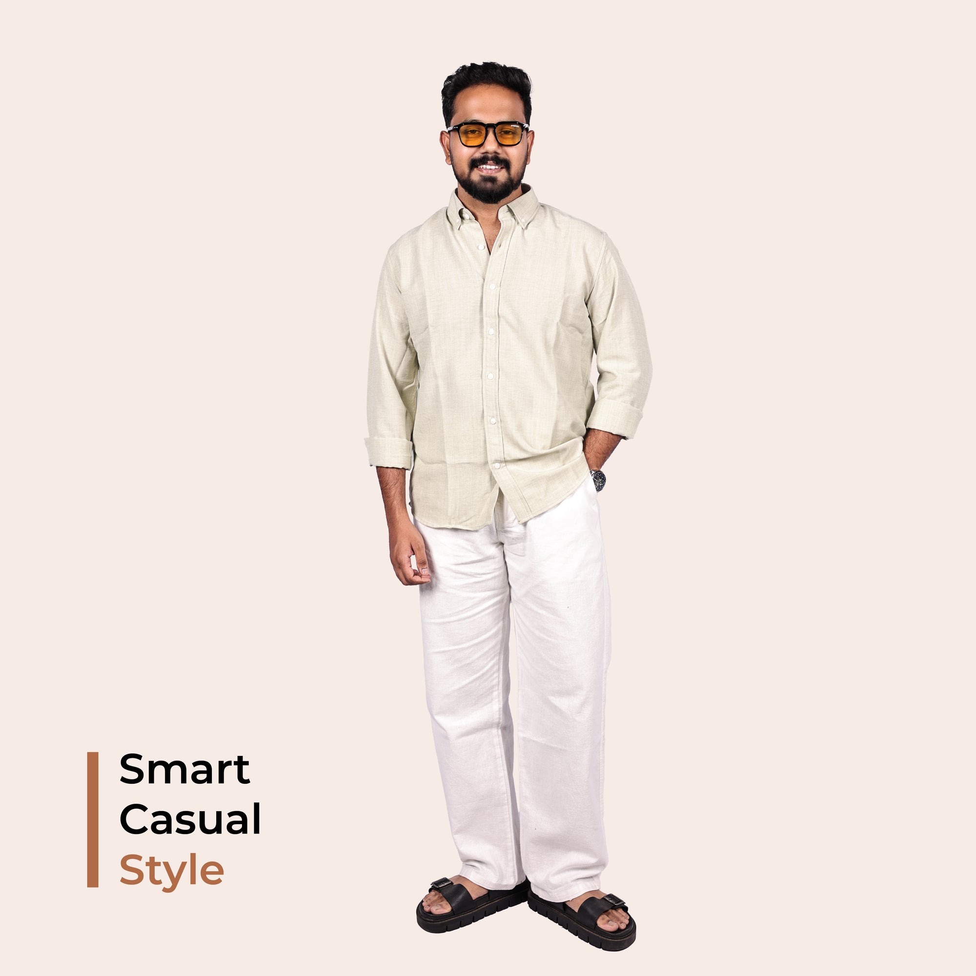 Light Olive Linen Regular Fit Shirt