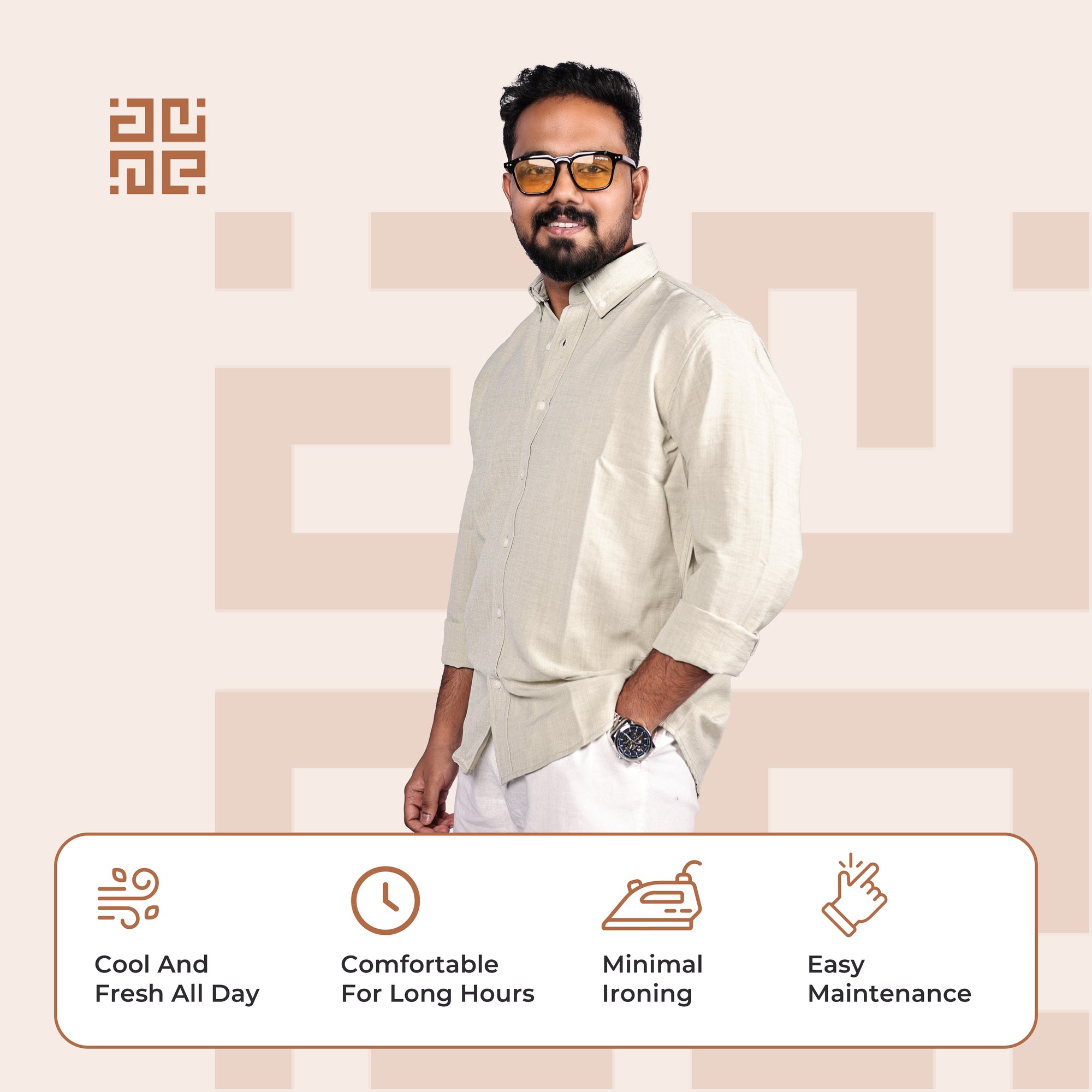 Light Olive Linen Regular Fit Shirt