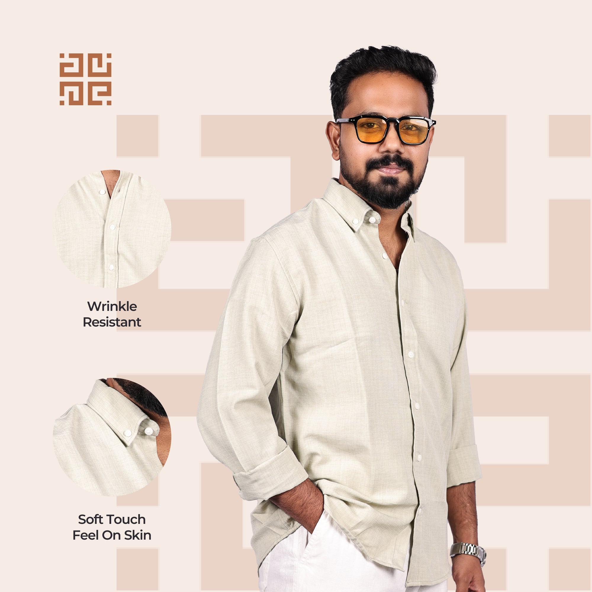 Light Olive Linen Regular Fit Shirt