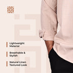 Light Pink Beige Linen Regular Fit Shirt