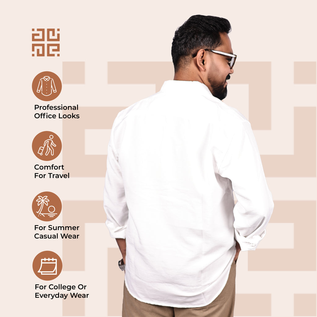 White Linen Regular Fit Shirt