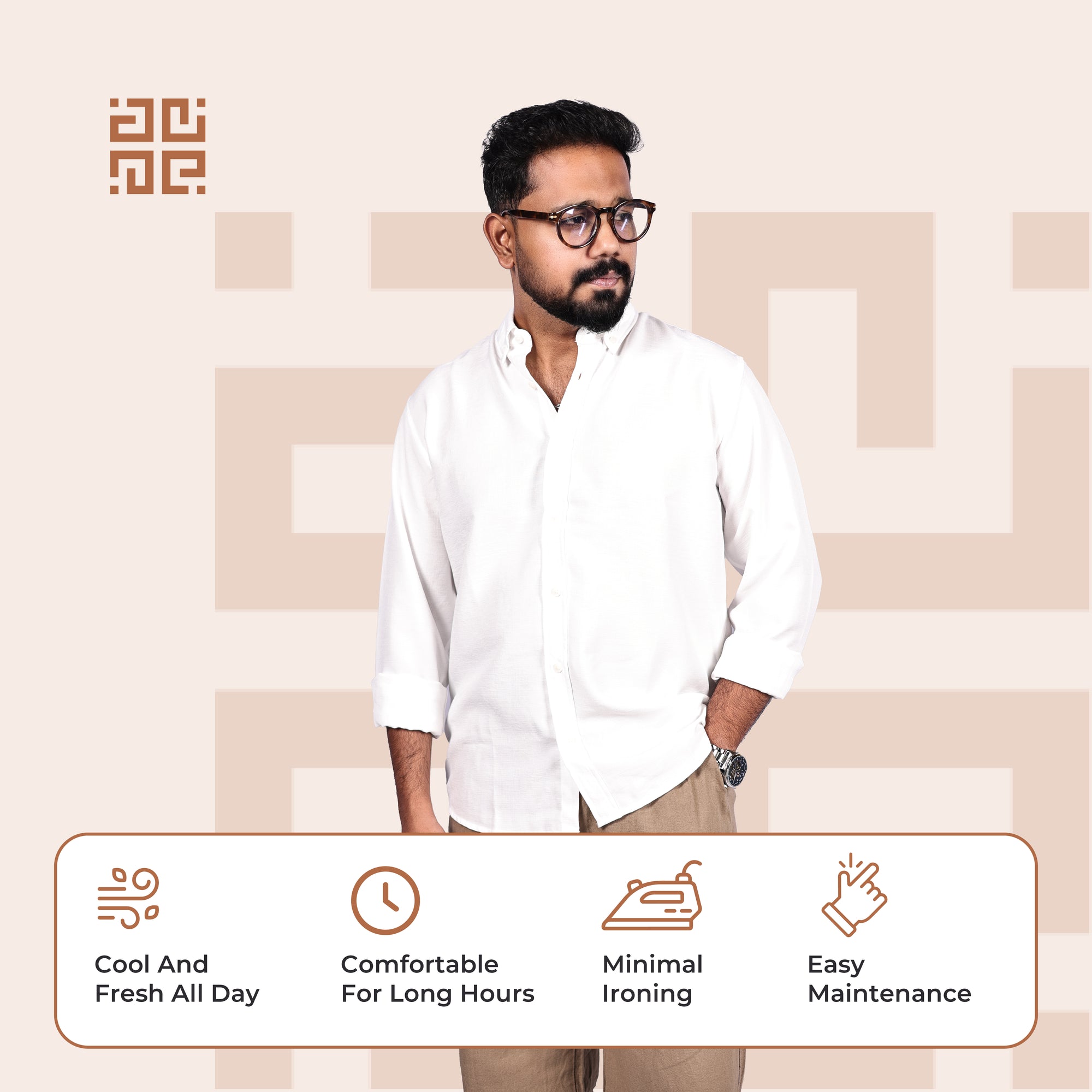 White Linen Regular Fit Shirt