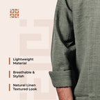 Olive Green Linen Regular Fit Shirt