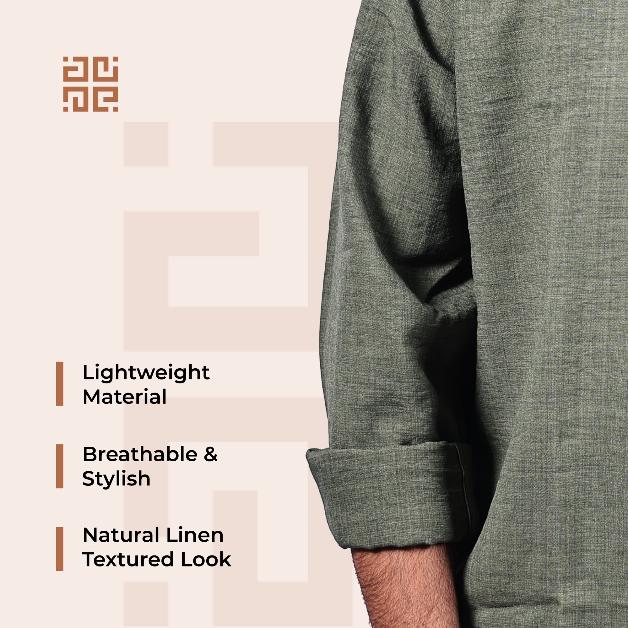 Olive Green Linen Regular Fit Shirt