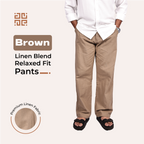 Brown Linen Blend Relaxed Fit