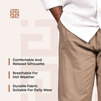 Brown Linen Blend Relaxed Fit
