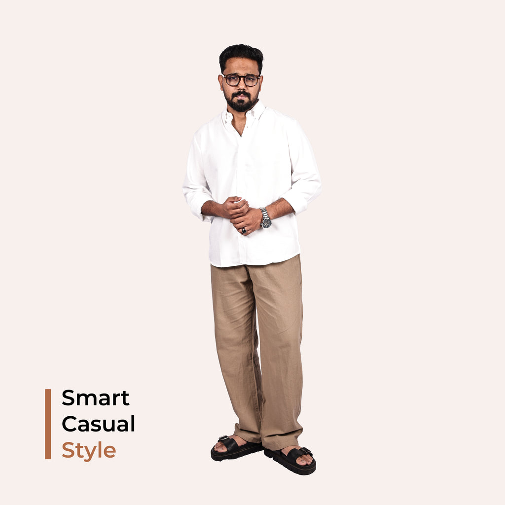 Brown Linen Blend Relaxed Fit