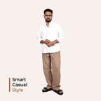 Brown Linen Blend Relaxed Fit