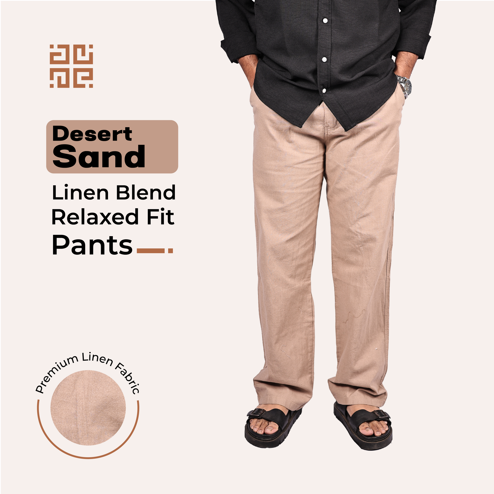Desert Sand Linen Blend Relaxed Fit