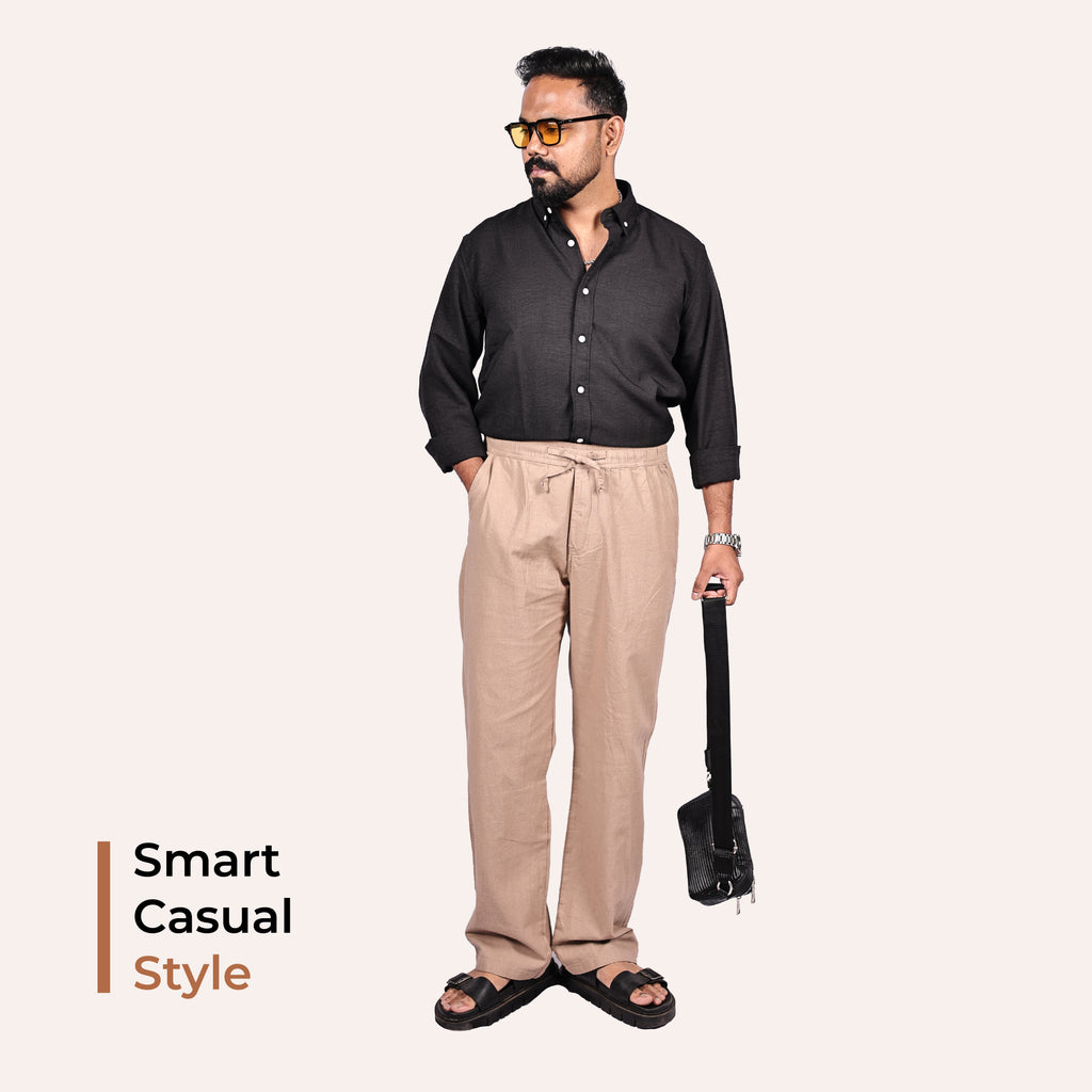 Desert Sand Linen Blend Relaxed Fit