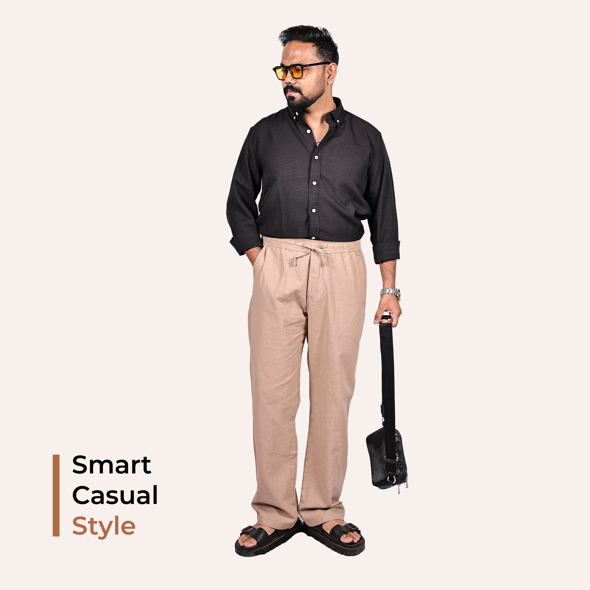 Desert Sand Linen Blend Relaxed Fit