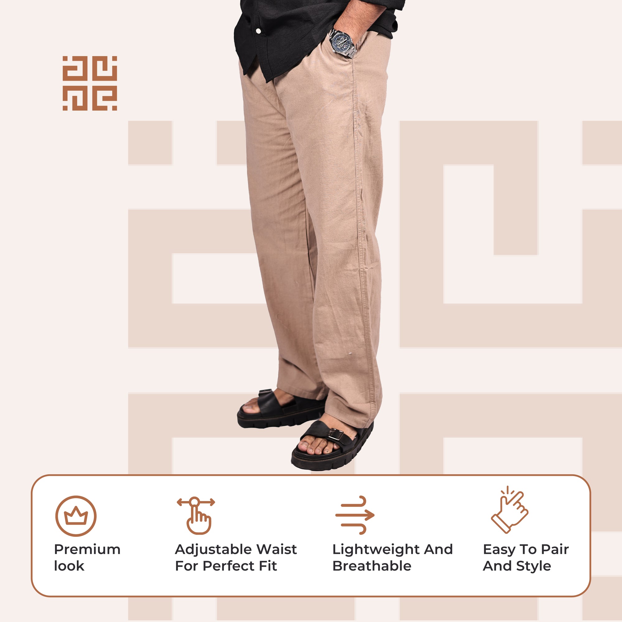 Desert Sand Linen Blend Relaxed Fit