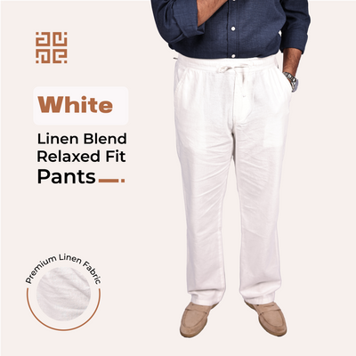 White Linen Blend Relaxed Fit