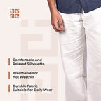 White Linen Blend Relaxed Fit