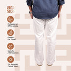 White Linen Blend Relaxed Fit